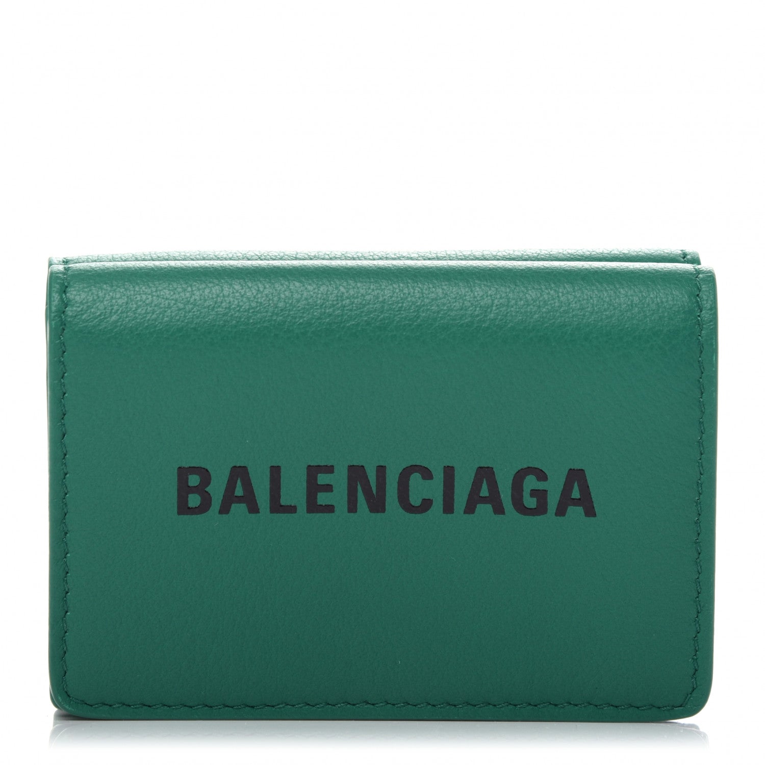 Balenciaga Smooth Calfskin Double Sided Logo Mini Everyday Wallet Green Black 1 of 10