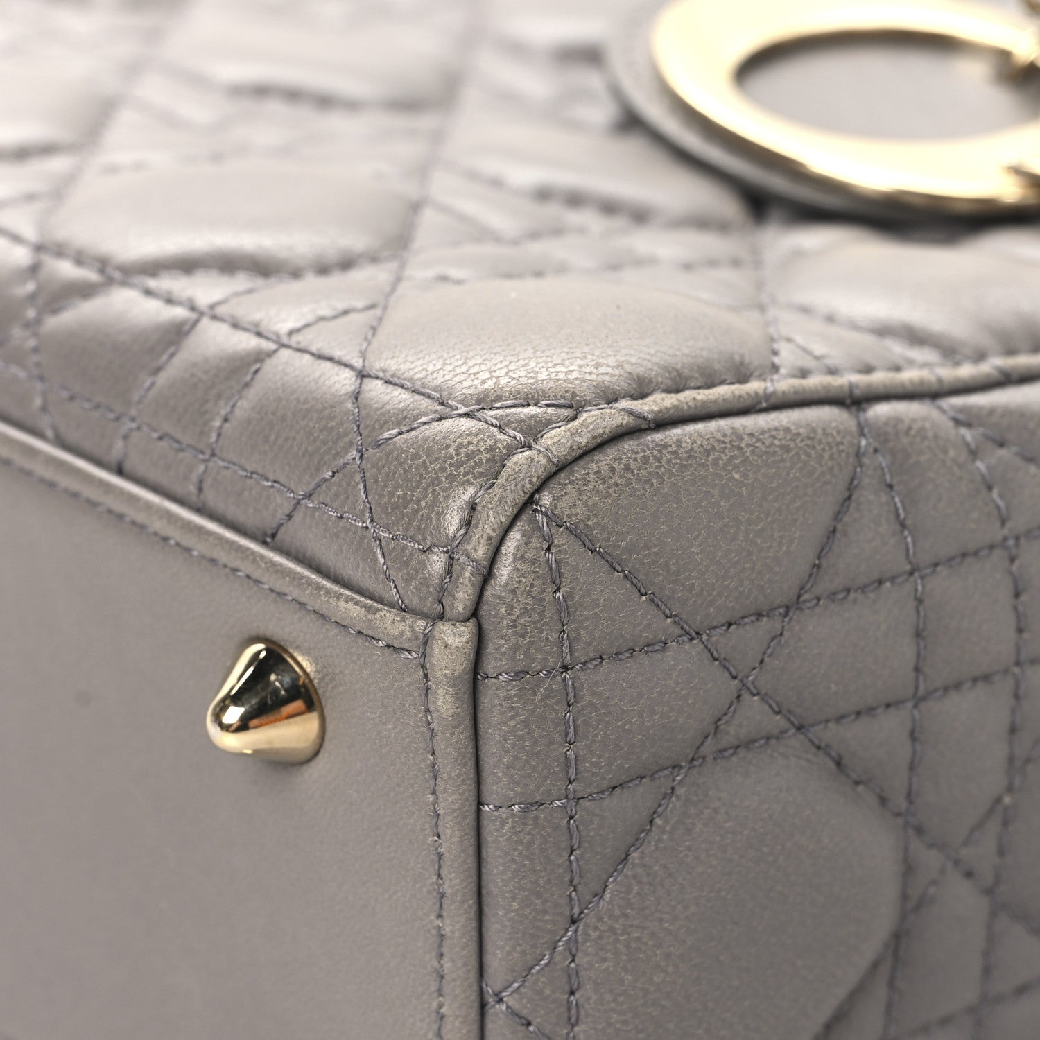 Christian Dior Lambskin Cannage Small Lucky Badges My Lady Dior Grey 11 of 13