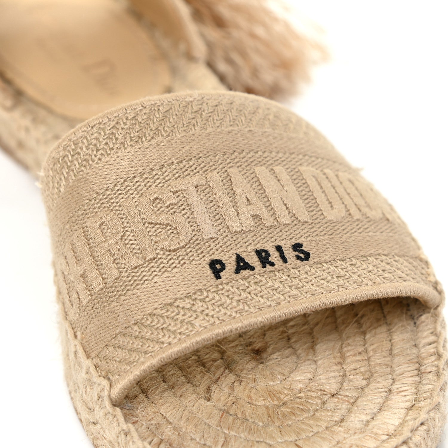 Christian Dior Canvas Embroidered Granville Ankle Tie Espadrille Flat Sandals 36 Cream 8 of 10