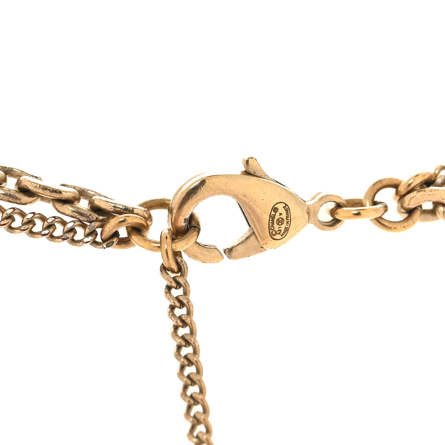 Crystal CC Multi Strand Chain Necklace Gold