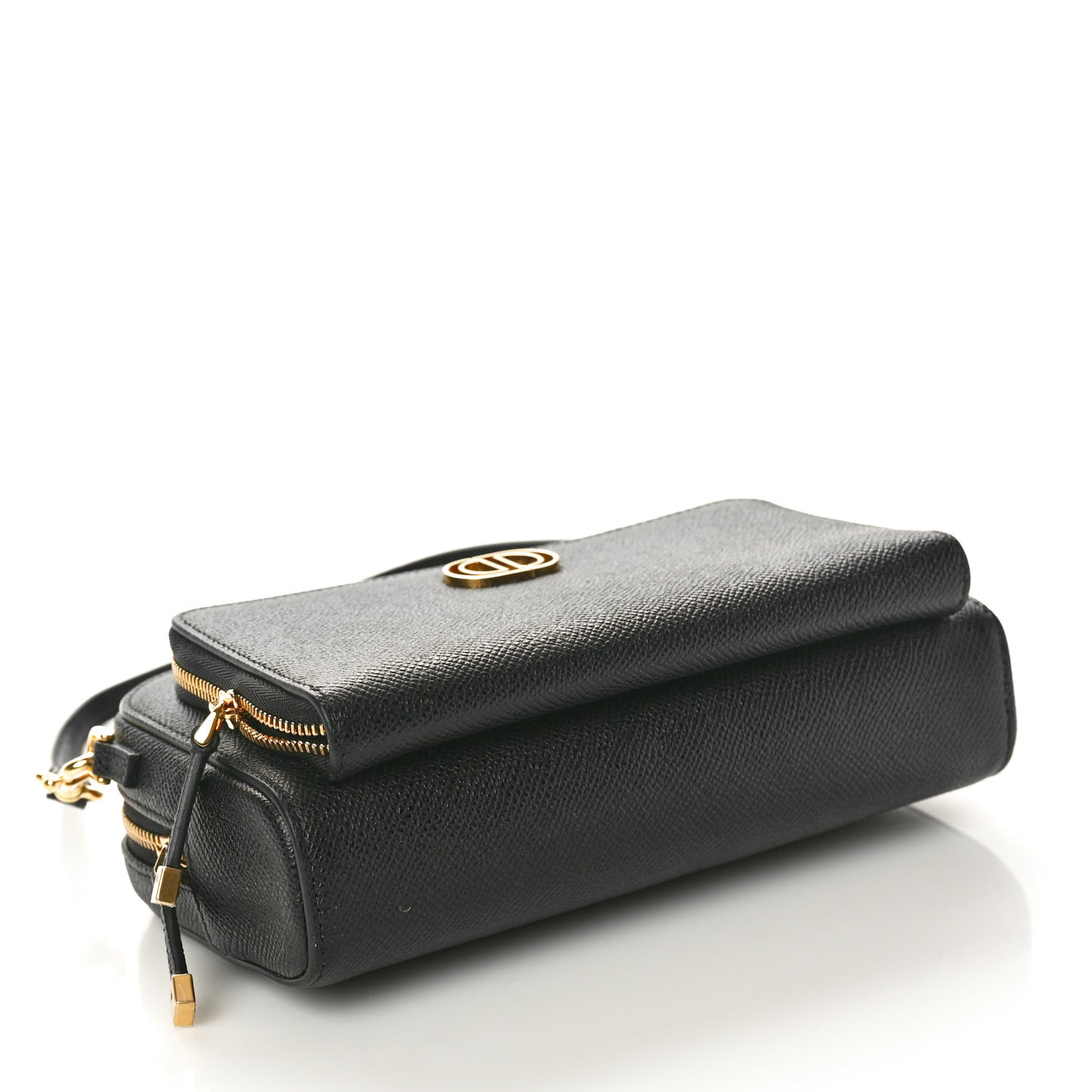 Grained Calfskin Caro Double Pouch Black