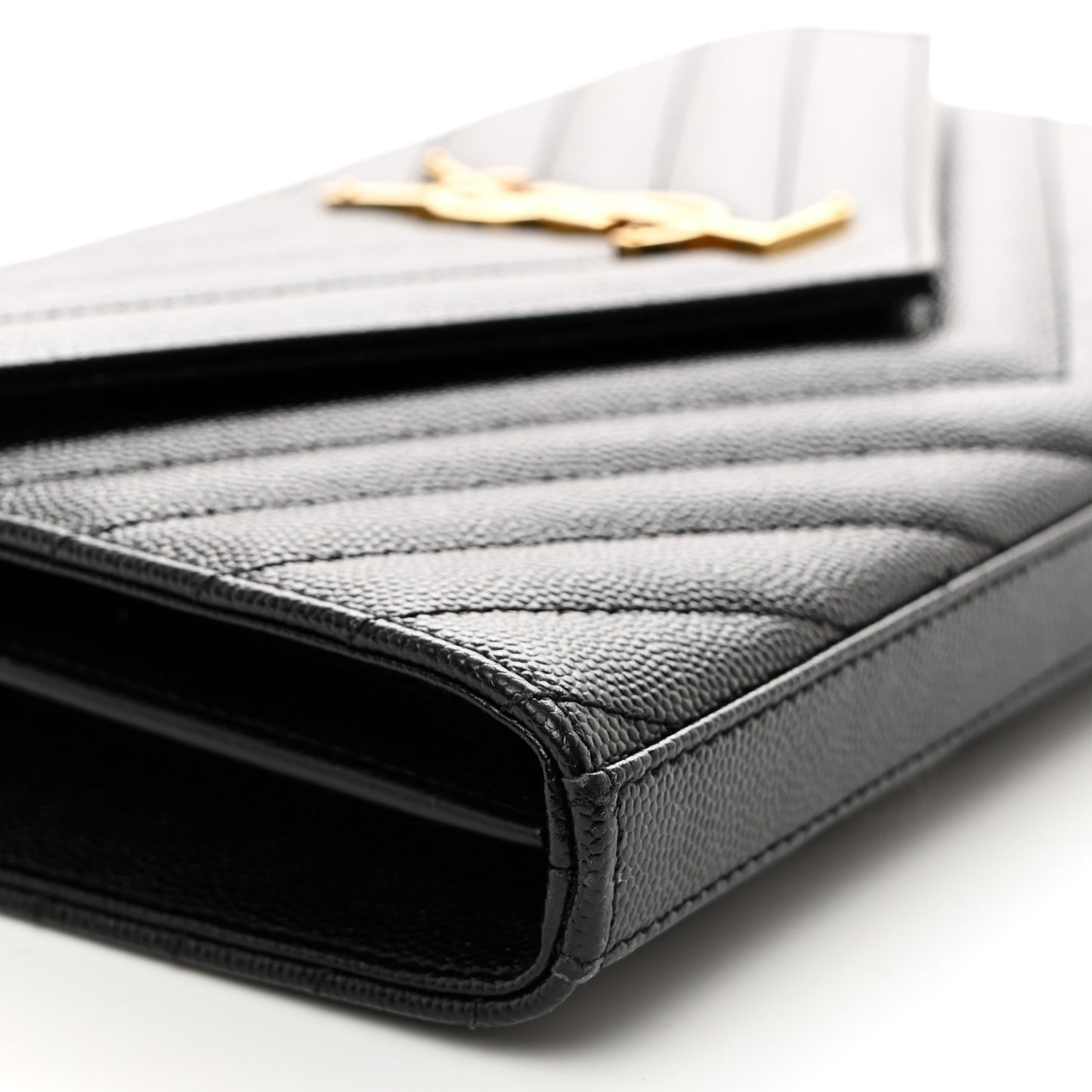 Grain De Poudre Matelasse Chevron Monogram Chain Wallet Black