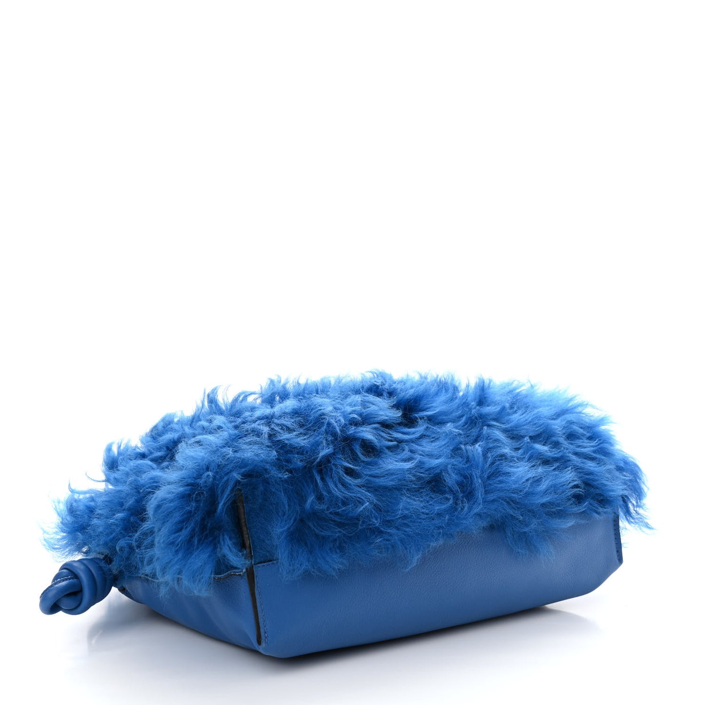 Nappa Shearling Flamenco Knot Clutch Blue