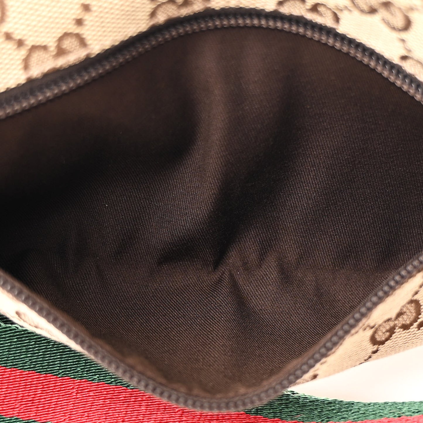 GG Monogram Web Double Pocket Belt Bag Dark Brown