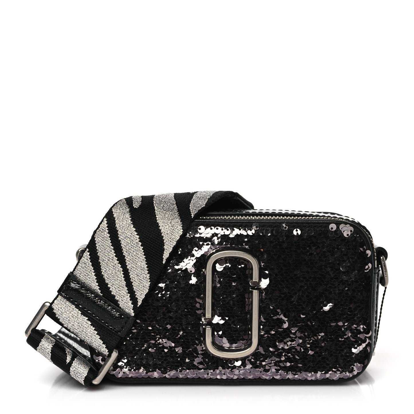 Calfskin Sequin Snapshot Camera Bag Black