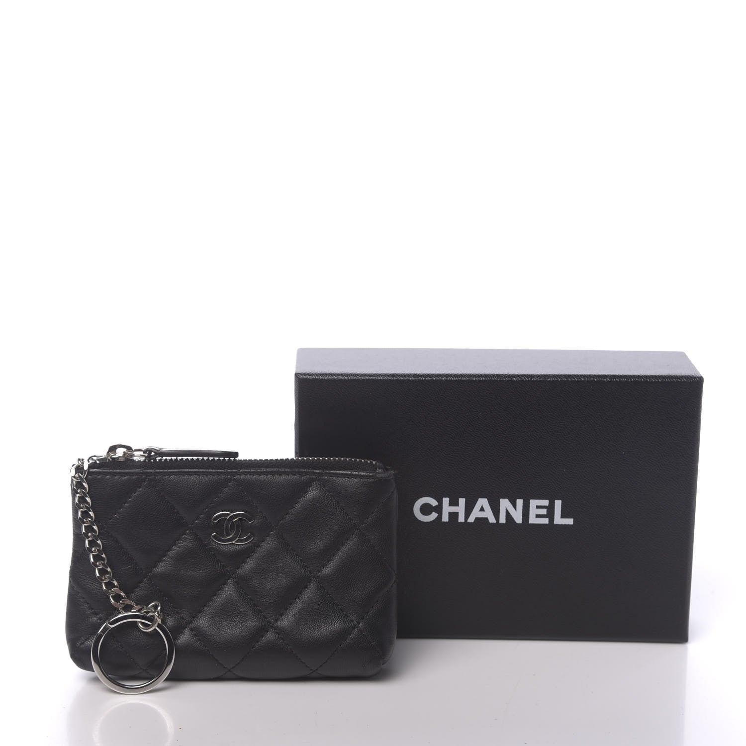 Chanel Lambskin Quilted Key Holder Case Black 10 of 10