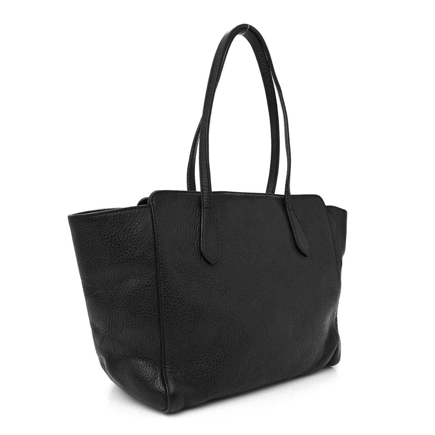 Pebbled Calfskin Small Swing Tote Black
