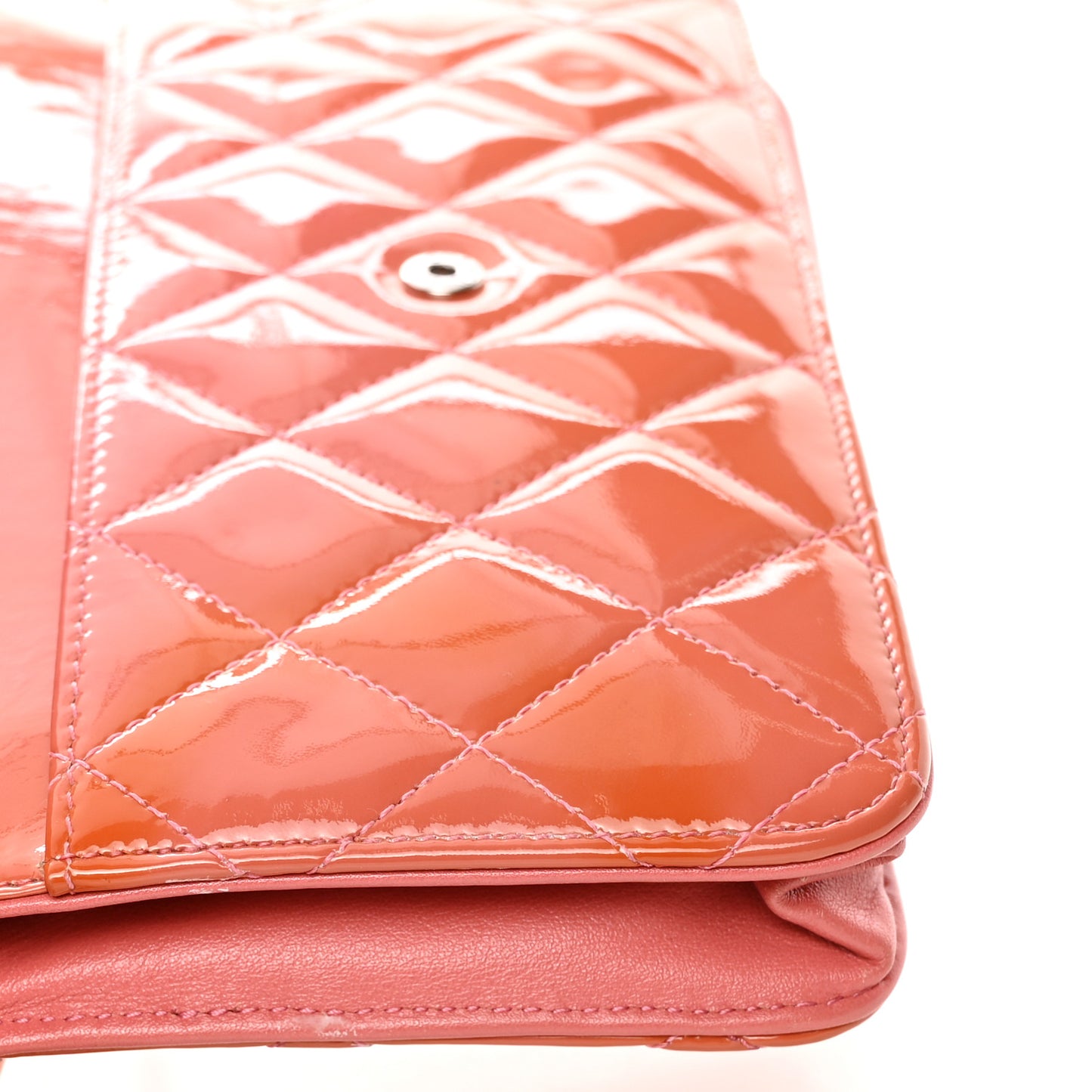 Patent Quilted Wallet On Chain WOC Coral