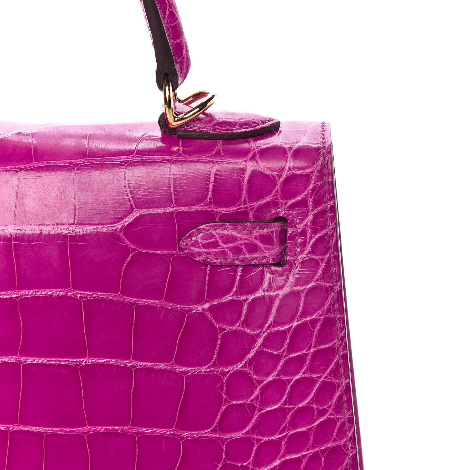 Hermes Shiny Alligator Kelly Sellier 25 Rose Scheherazade 20 of 37