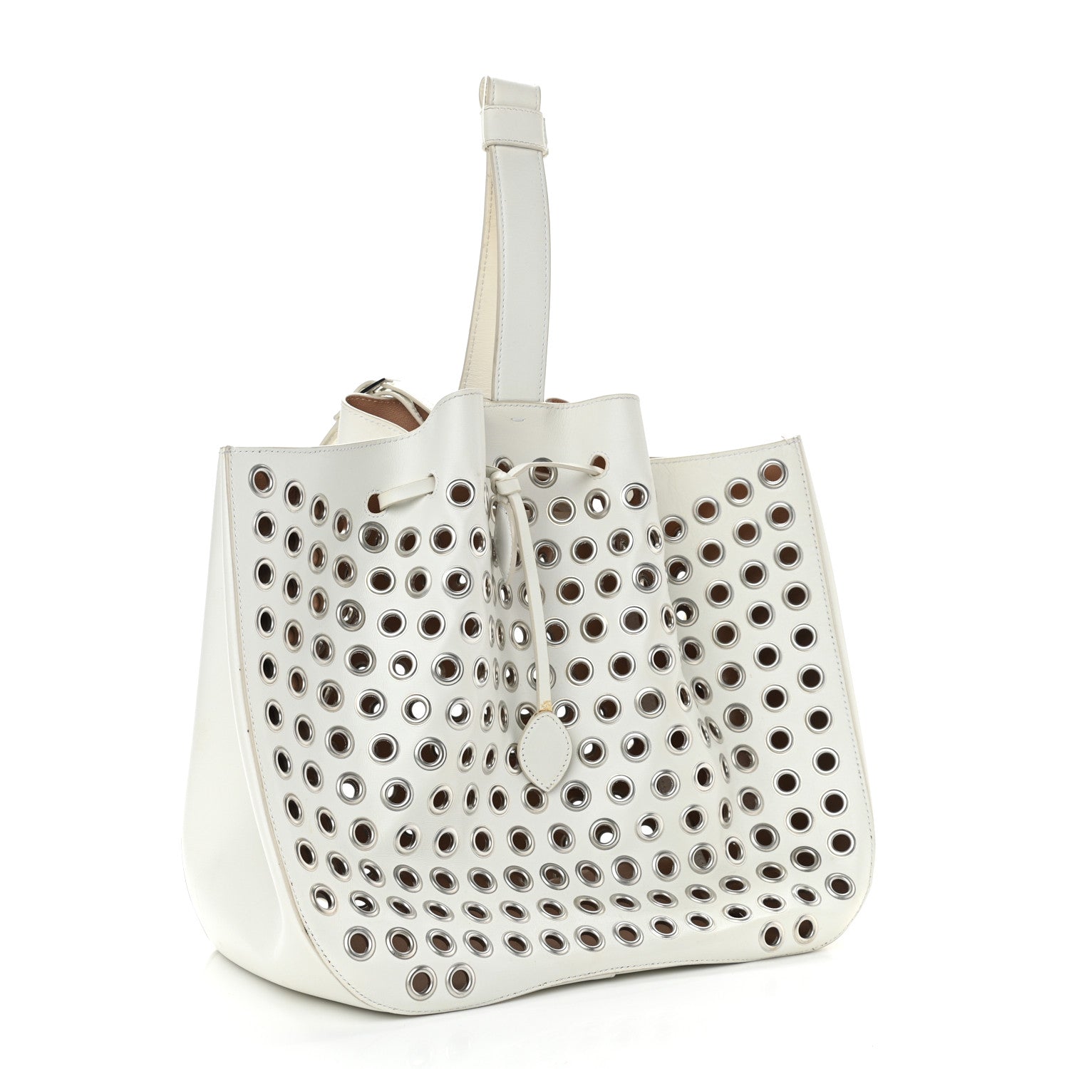 Alaia Calfskin Grommet Rose-Marie 28 Bag White 3 of 14
