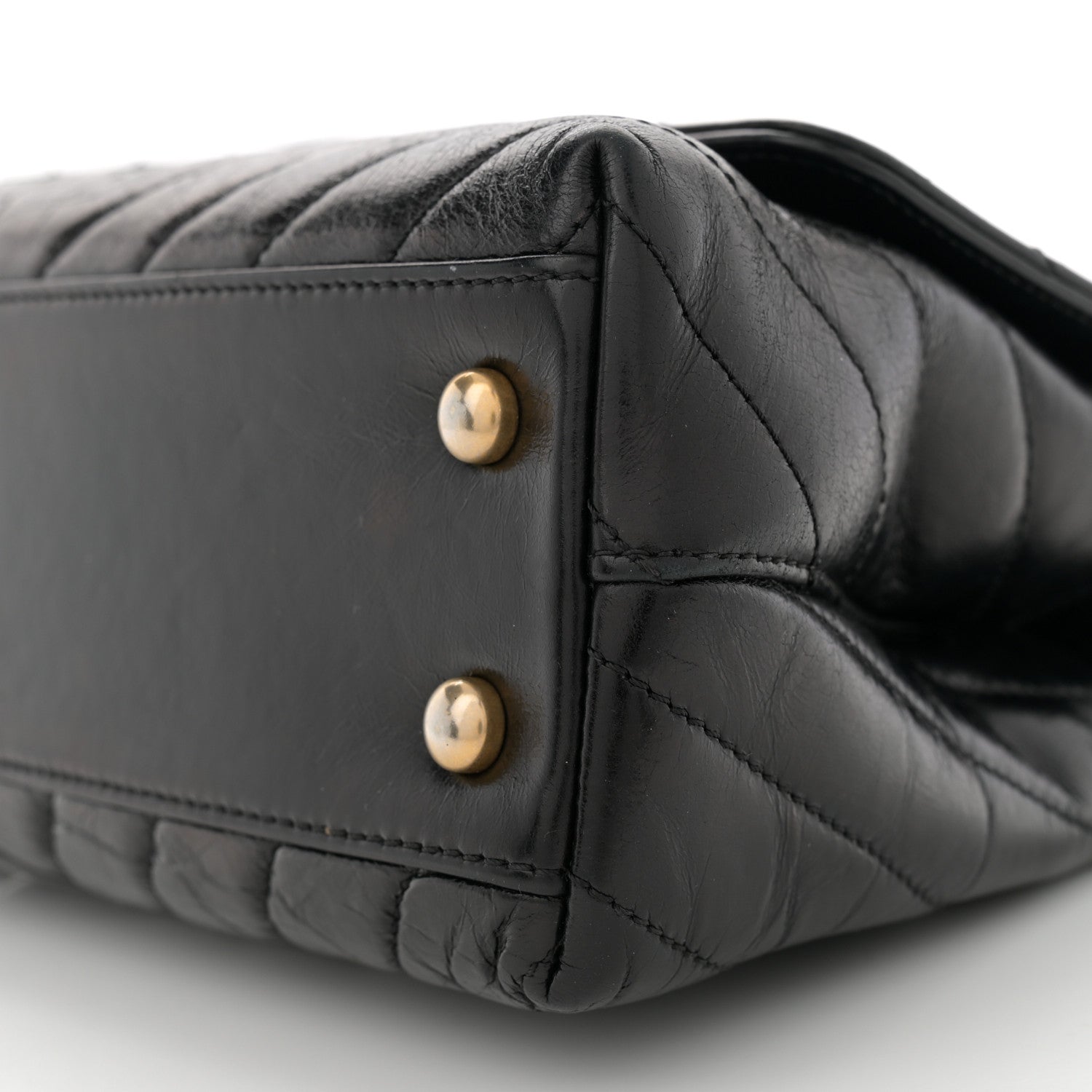 Chanel Aged Calfskin Chevron Quilted Mini Coco Handle Flap Black 10 of 11