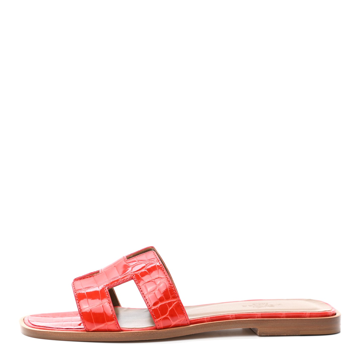 Shiny Alligator Oran Sandals 36 Orange Poppy