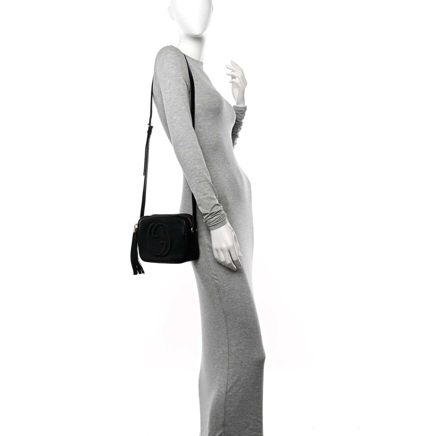 Pebbled Calfskin Small Soho Disco Bag Black