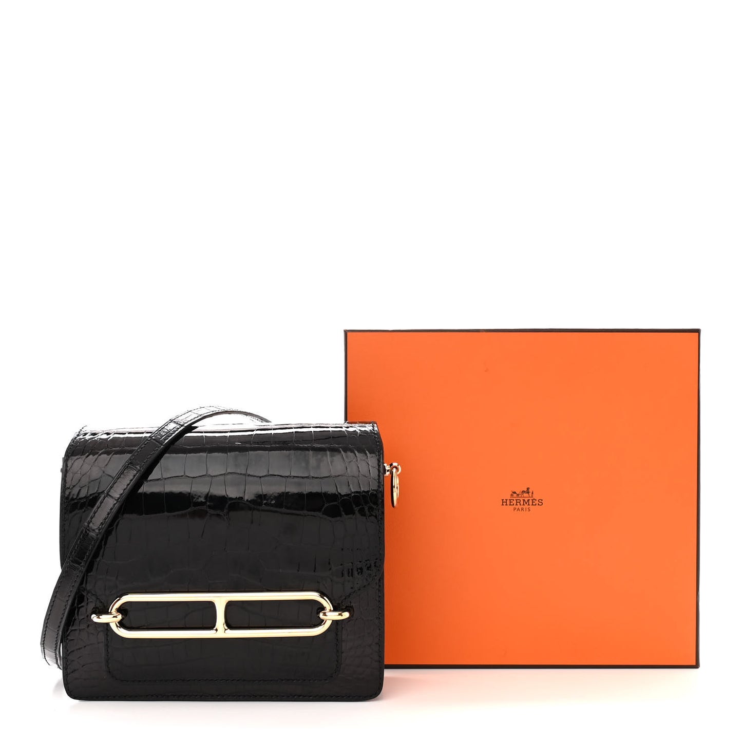 Shiny Alligator Mini Sac Roulis Black