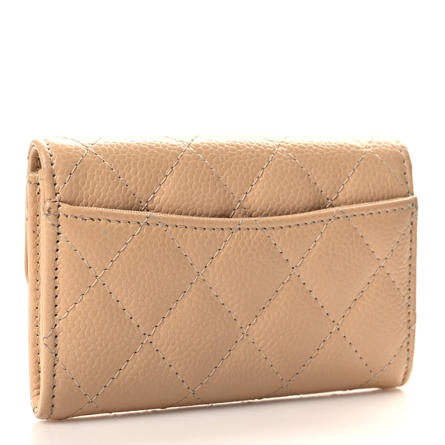 Chanel Caviar Quilted Flap Card Holder Wallet Beige 3 of 10