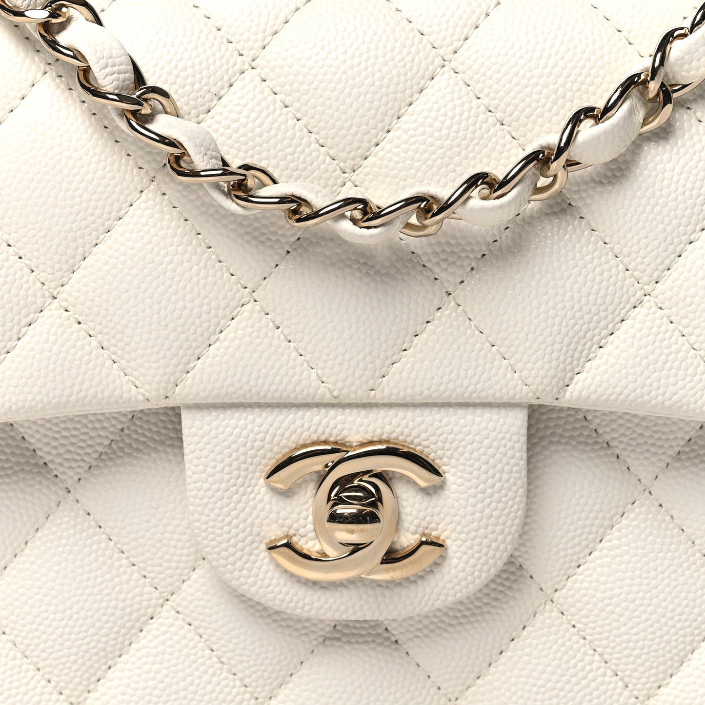 Caviar Quilted Small Double Flap White