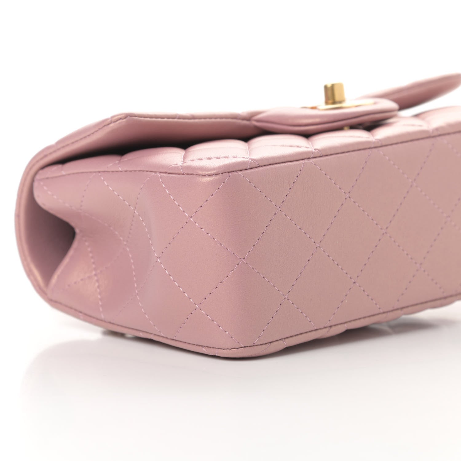 Chanel Iridescent Lambskin Quilted Mini Top Handle Rectangular Flap Pink 9 of 11