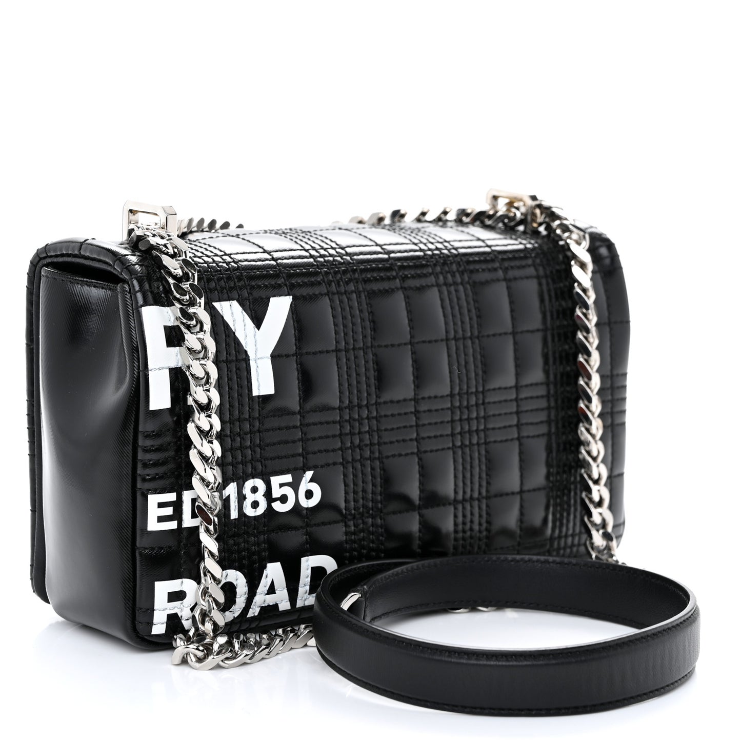 Quilted Horseferry Print Small Lola Bag Black