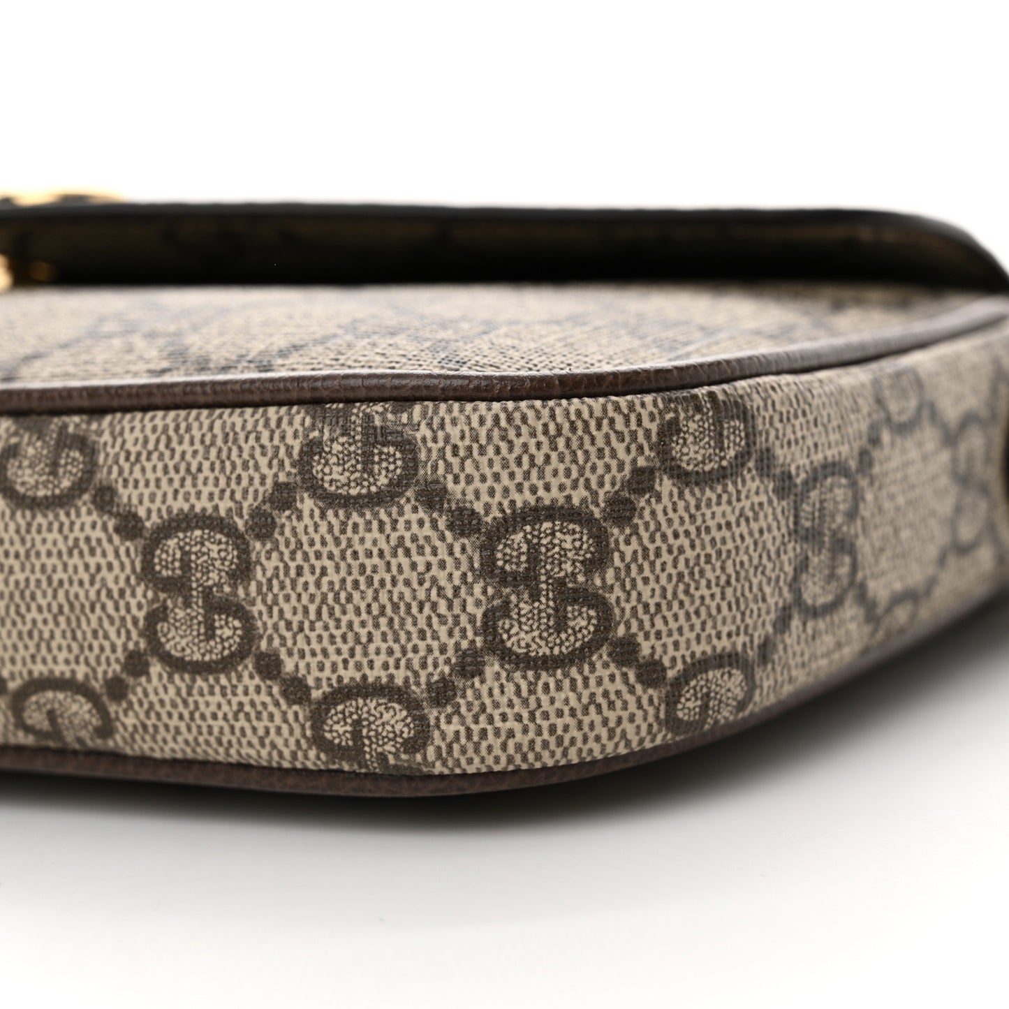 GG Supreme Monogram Textured Dollar Calfskin Web Mini Ophidia Envelope Shoulder Bag Beige Ebony