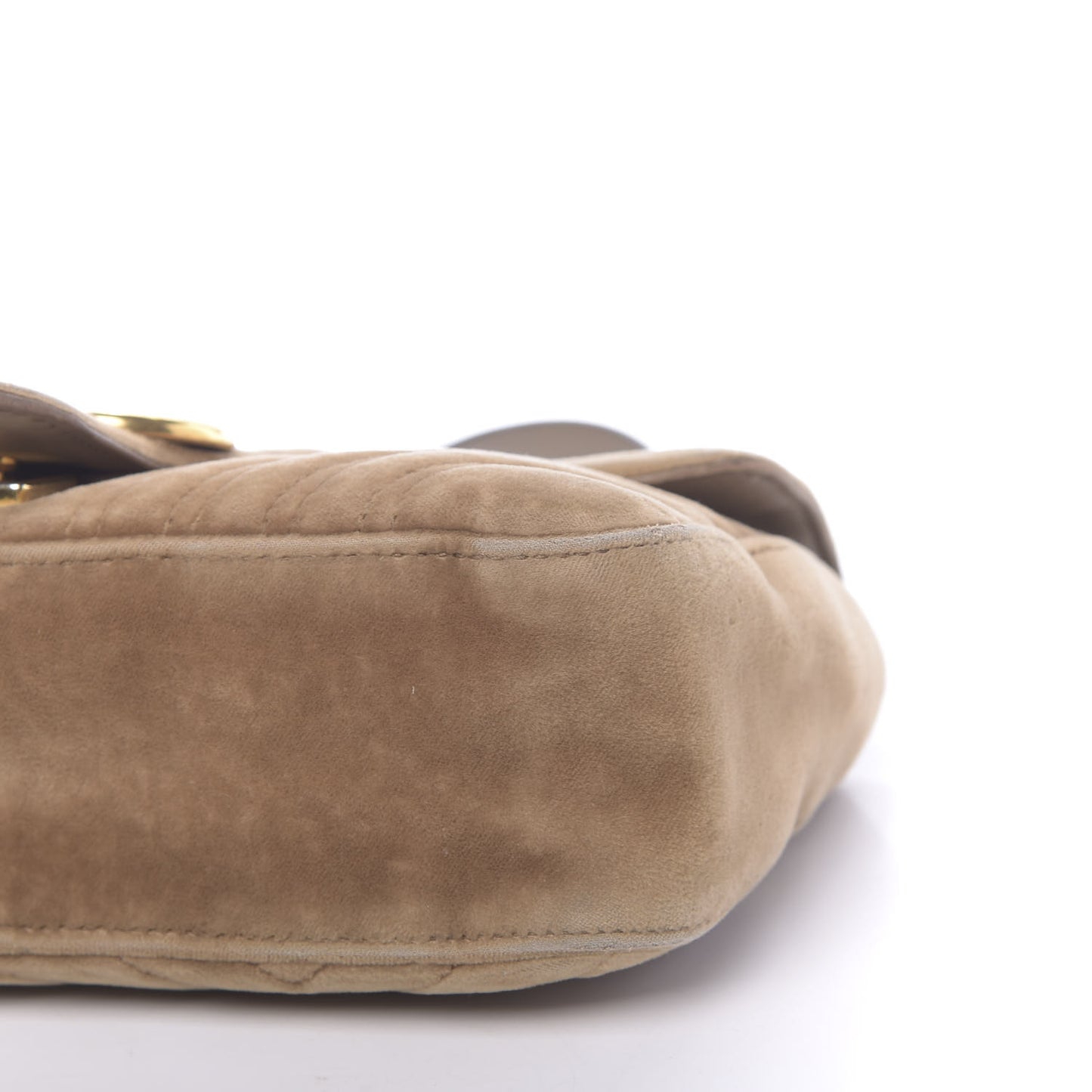 Velvet Matelasse Small GG Marmont Shoulder Bag Taupe