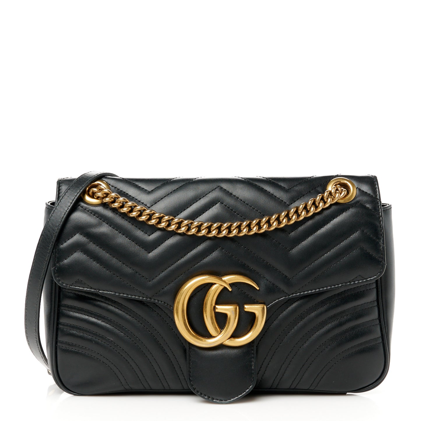 Calfskin Matelasse Medium GG Marmont Shoulder Bag Black
