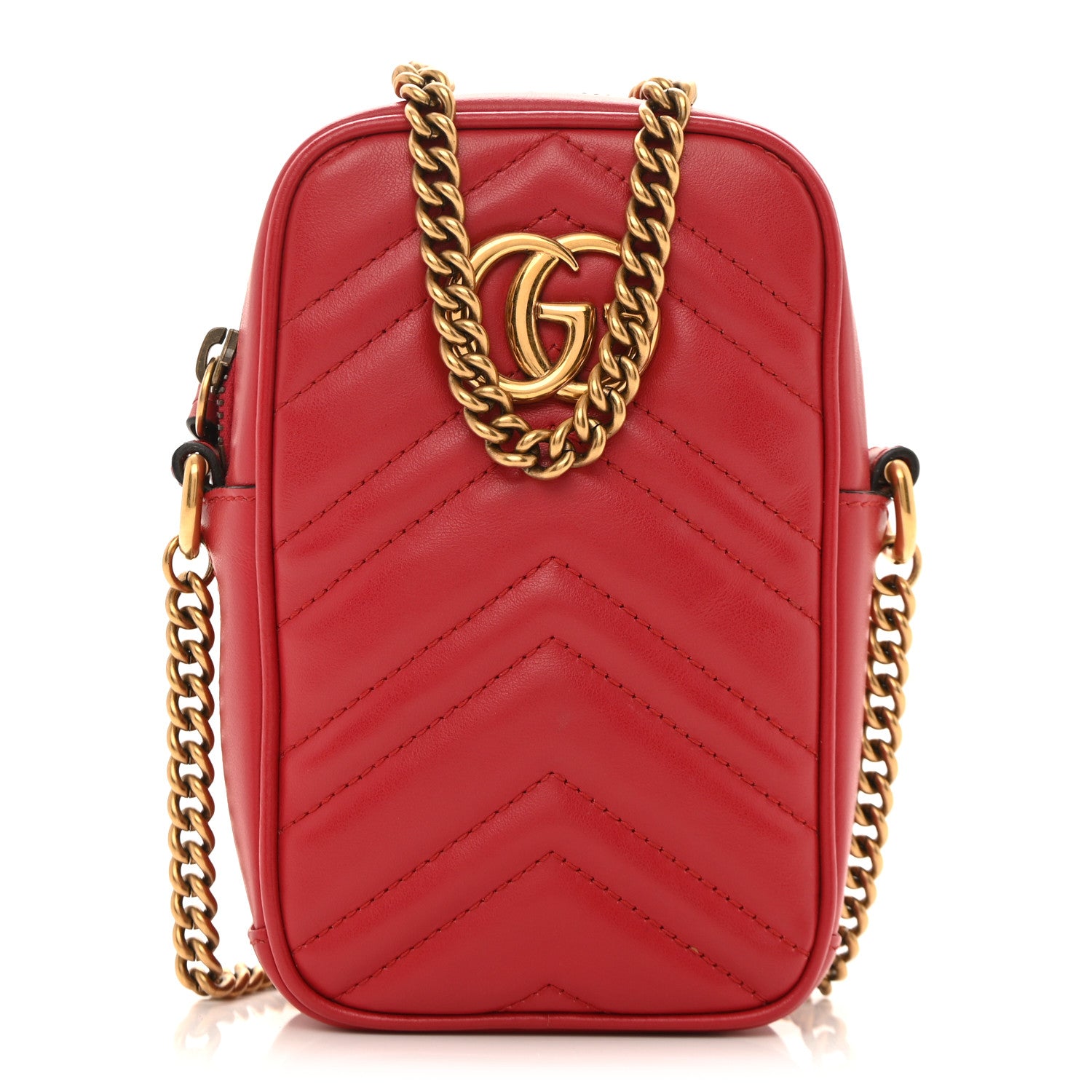 Gucci Calfskin Matelasse Mini GG Marmont Crossbody Bag Hibiscus