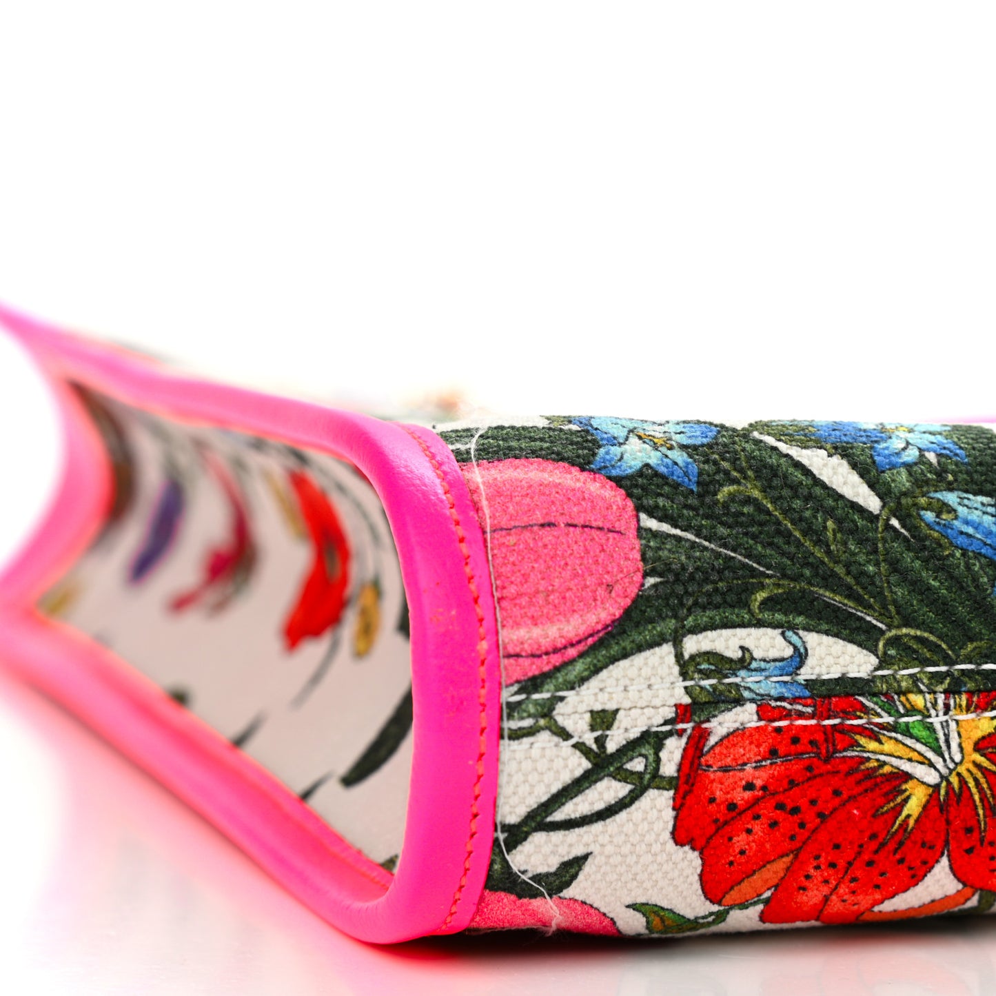 Canvas Flora Large Rajah Chain Tote White Multicolor Fuxia Fluo