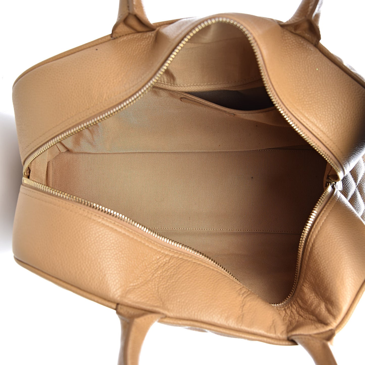 Caviar Quilted Large Bowler Bag Beige