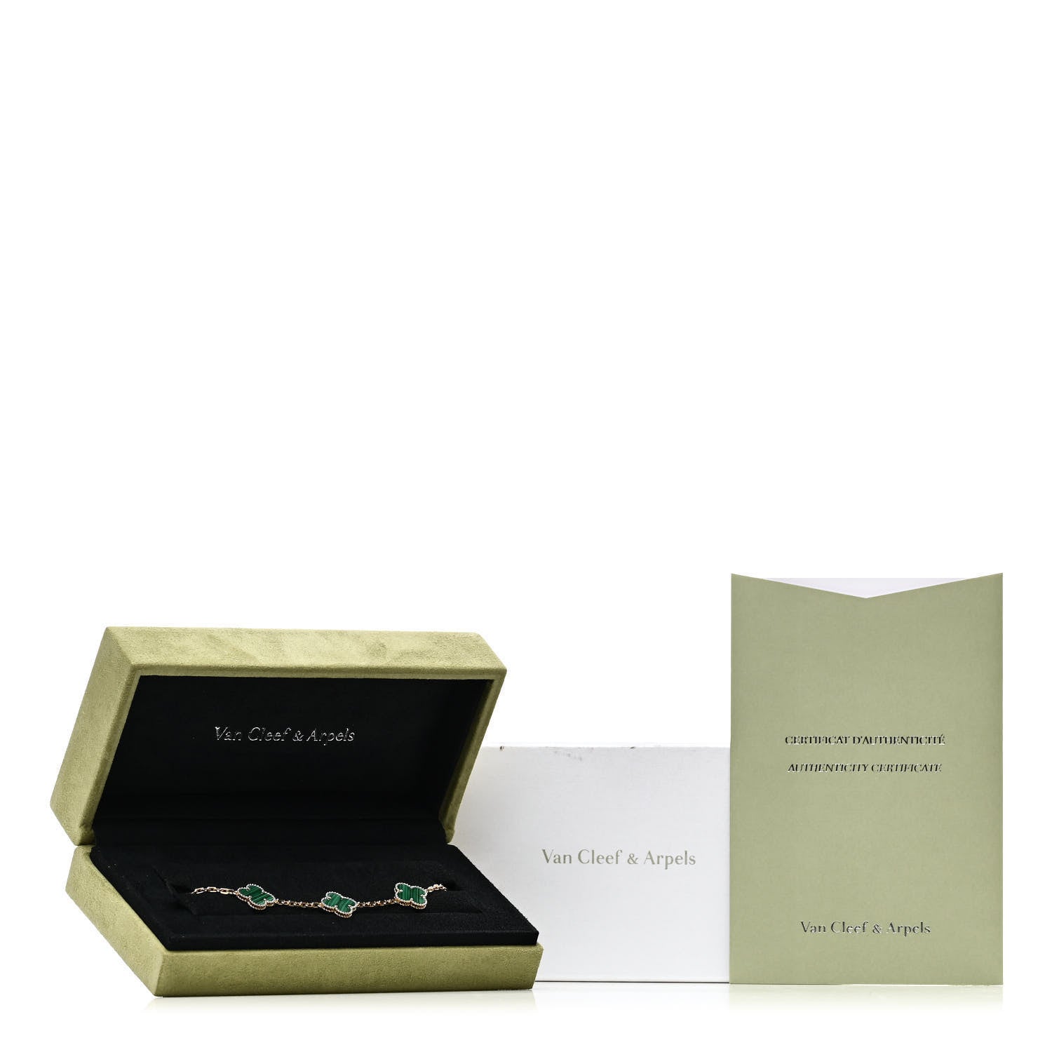 Van Cleef & Arpels 18K Yellow Gold Malachite 5 Motifs Vintage Alhambra Bracelet 5 of 5