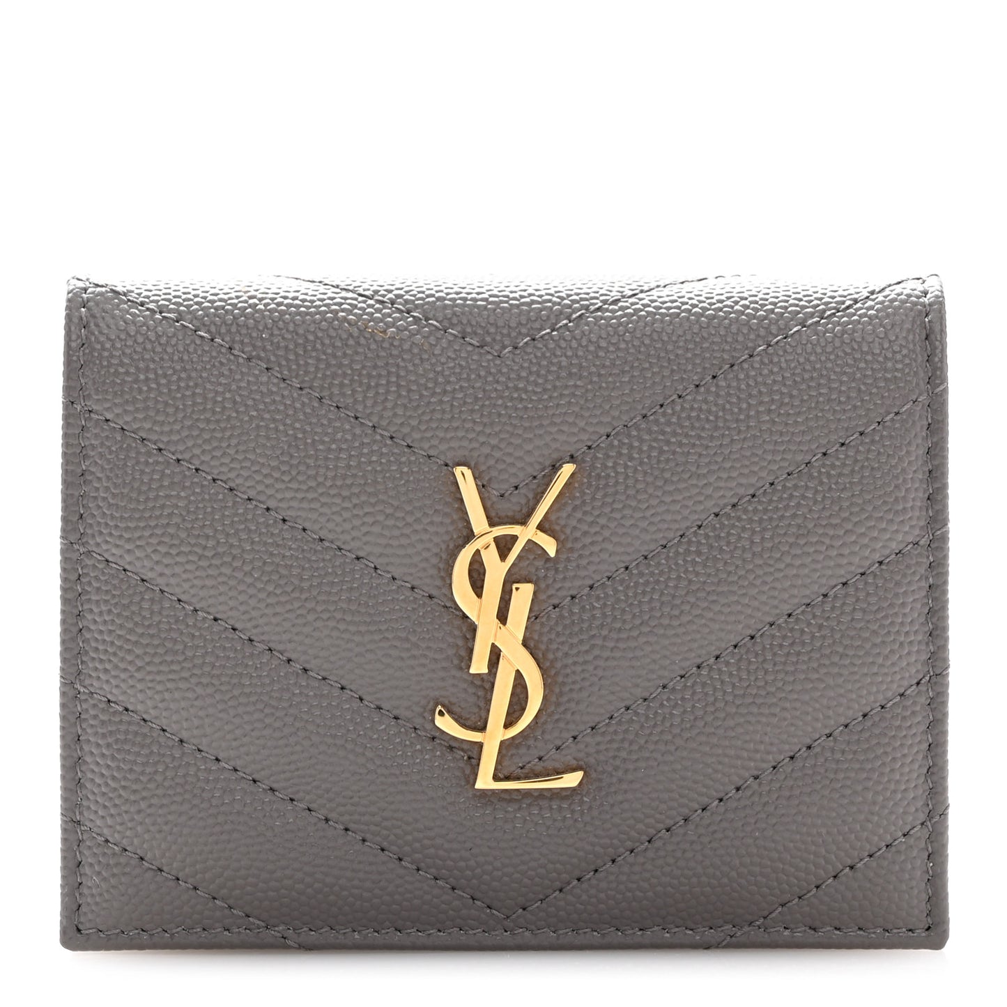 Grain De Poudre Matelasse Chevron Monogram Flap Card Case Storm