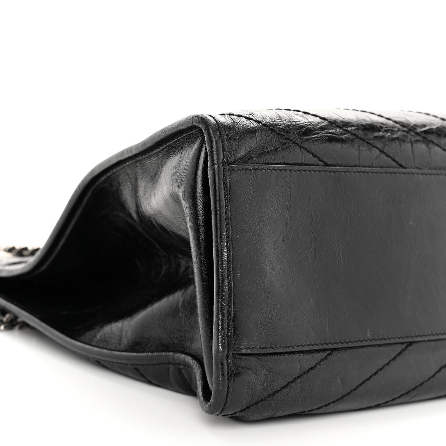 Crinkled Calfskin Matelasse Monogram Niki Shopper Tote Black