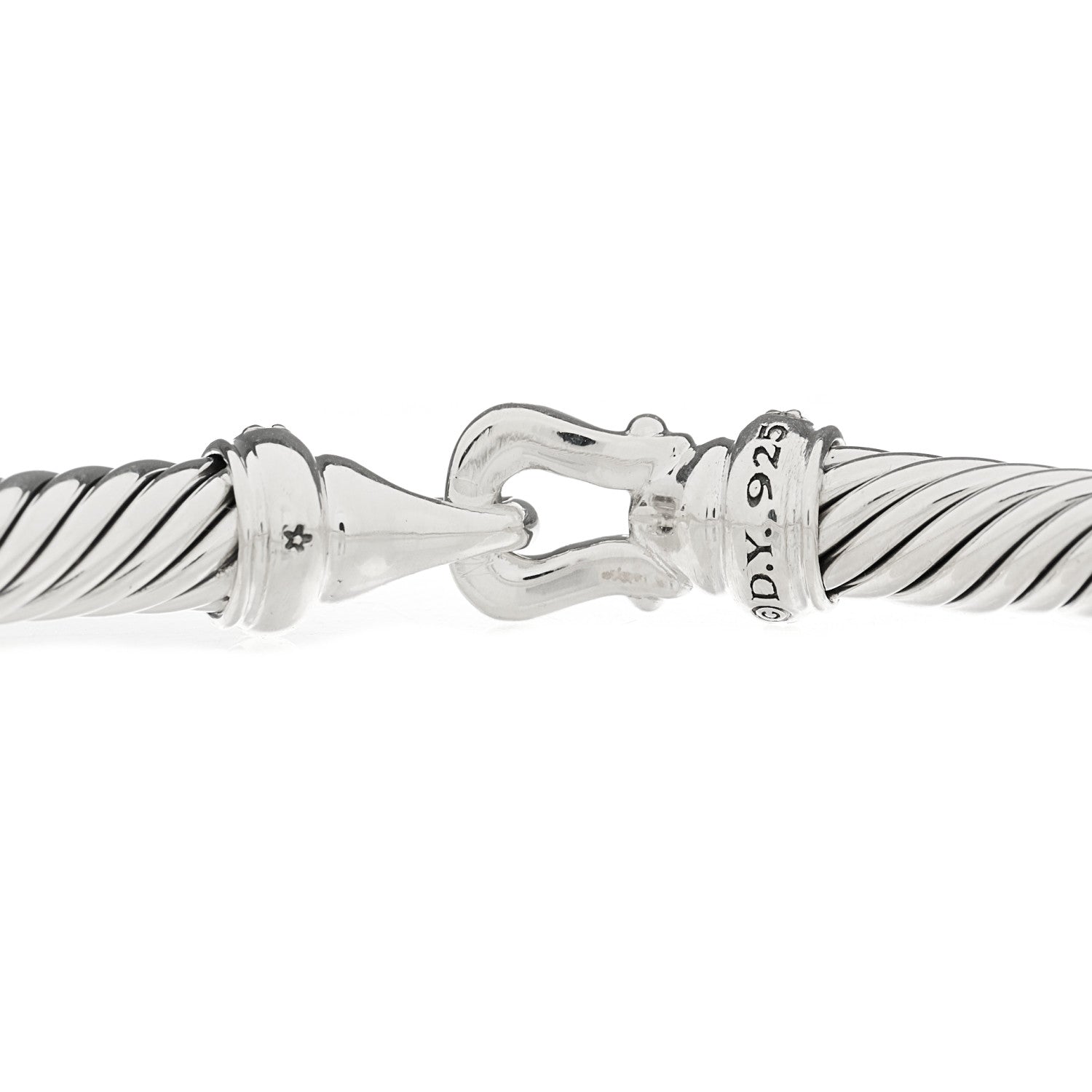 David Yurman Sterling Silver Diamond 5mm Cable Buckle Bracelet 3 of 4