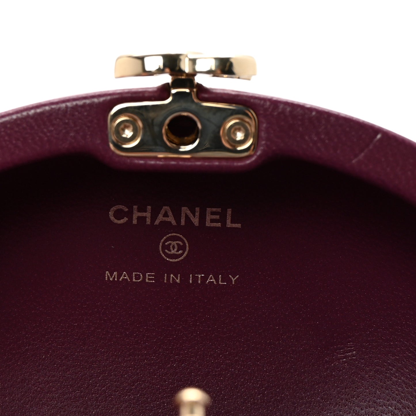 Lambskin Quilted Oval Minaudiere Chain Clutch Purple
