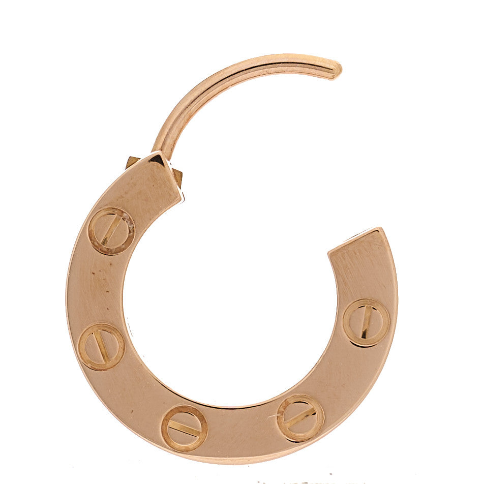 18K Pink Gold Single LOVE Hoop Earring
