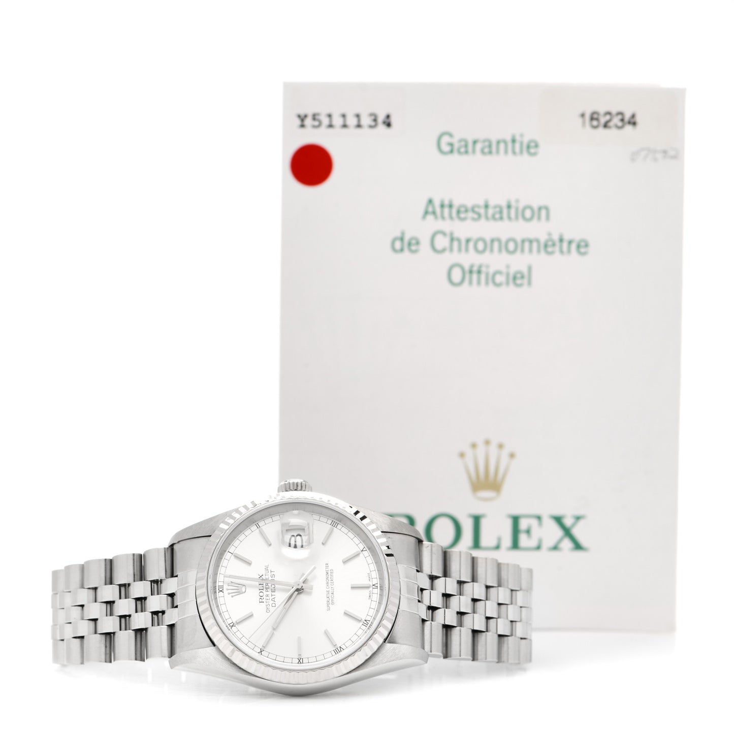 Stainless Steel 18K White Gold 36mm Oyster Perpetual Datejust Watch Silver 16234