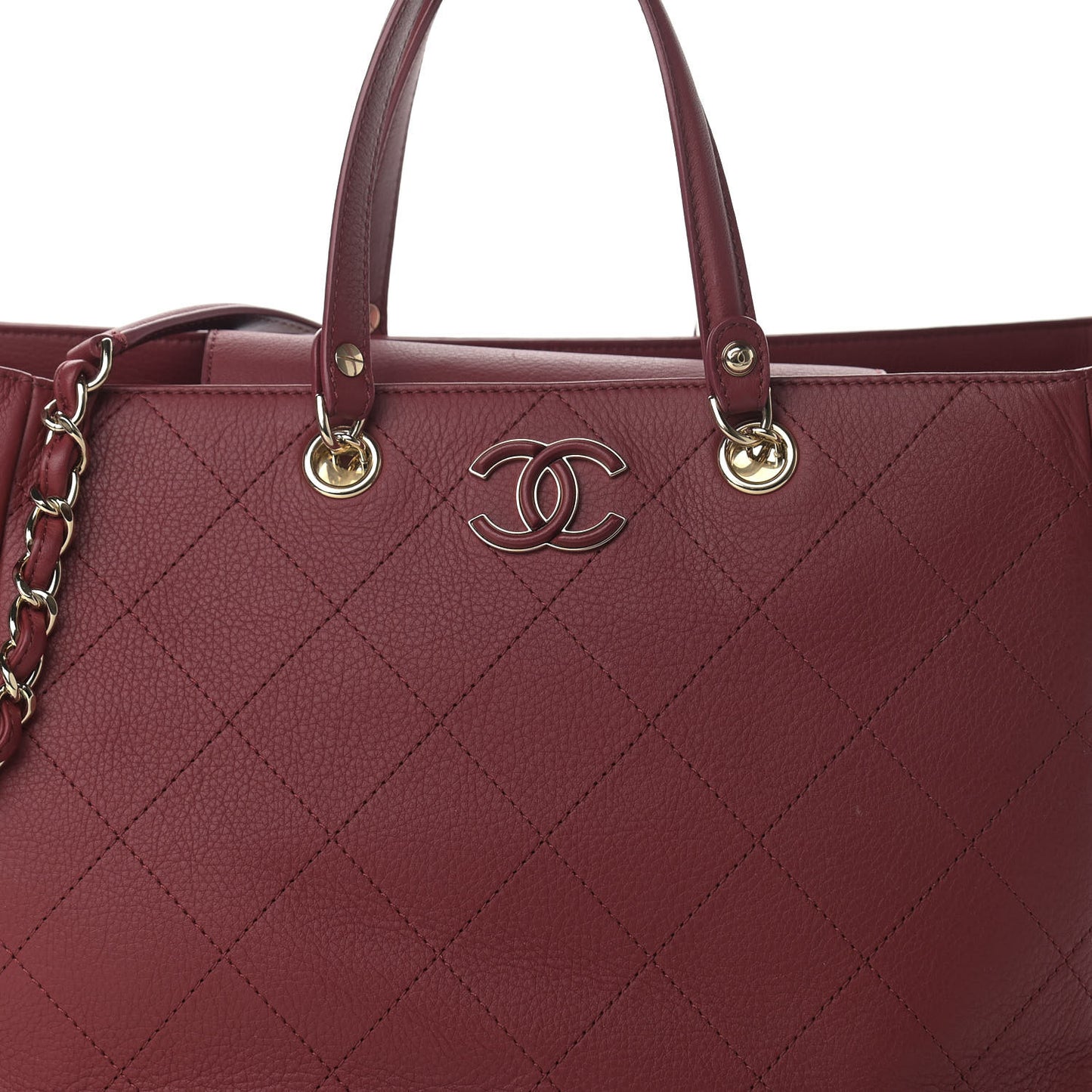 Bullskin Stitched Medium Shopping Bag Burgundy