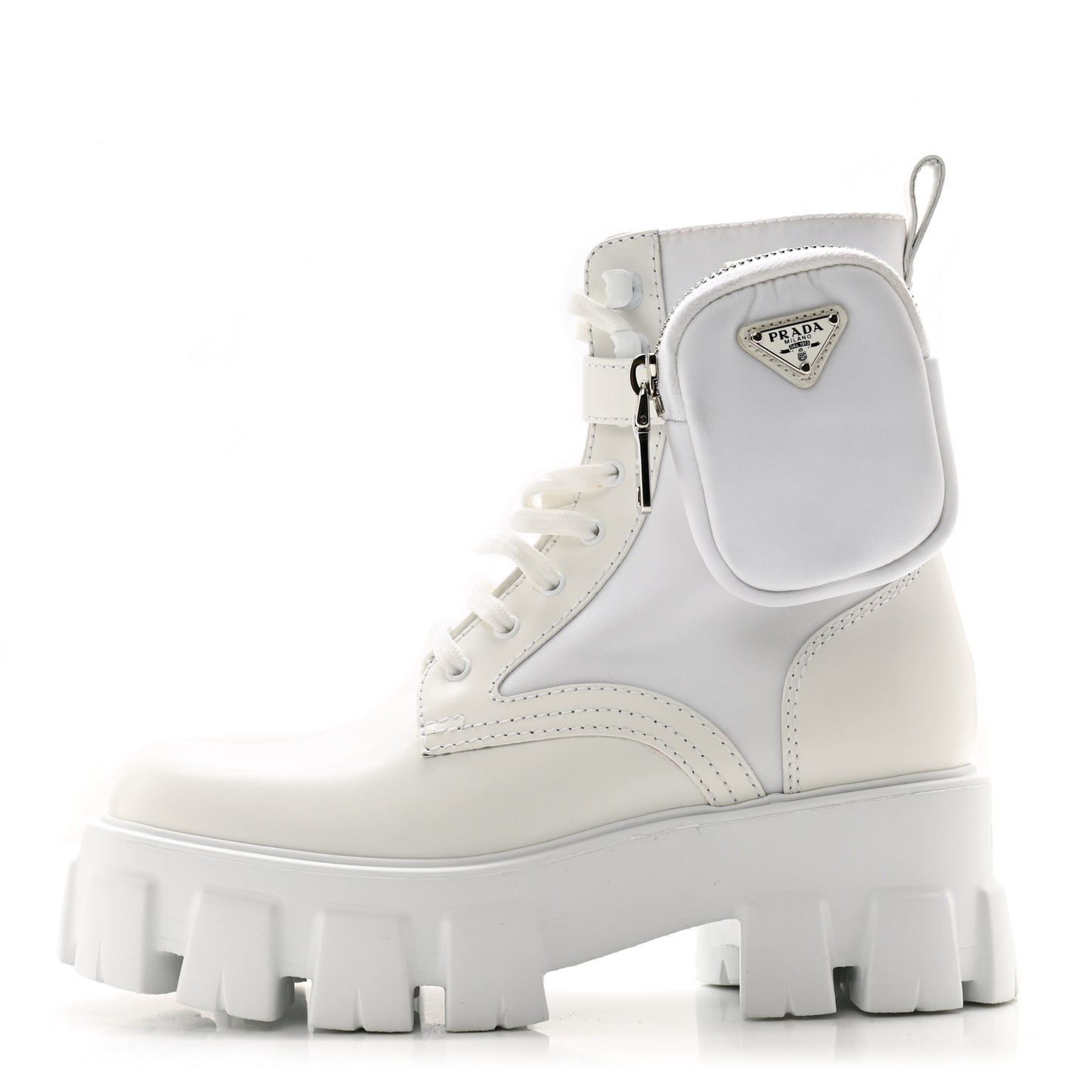 Spazzolato Rois Re-Nylon Metal Triangle Logo Monolith Pouch Pocket 60mm Combat Boots 35.5 White