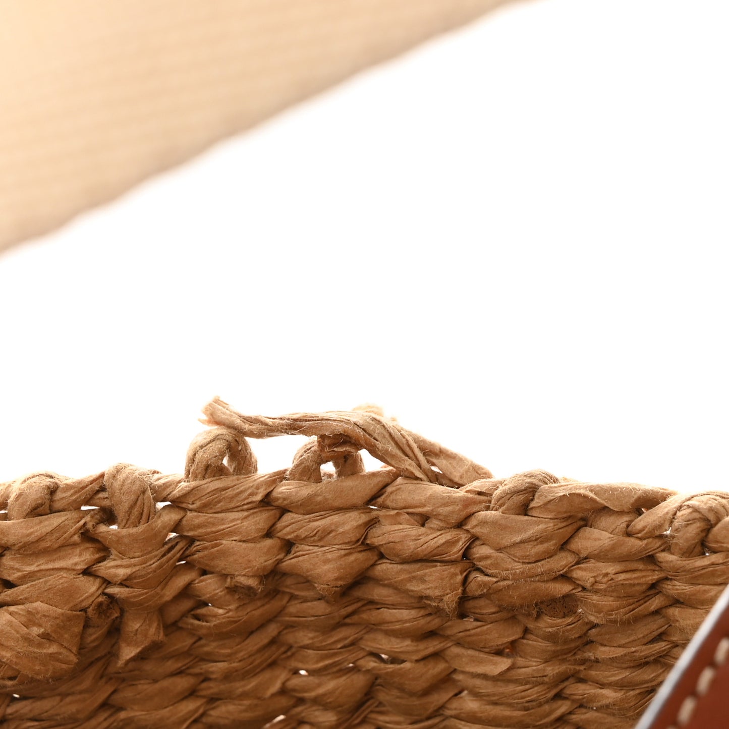 Raffia Calfskin Small Woody Basket Bag Brown