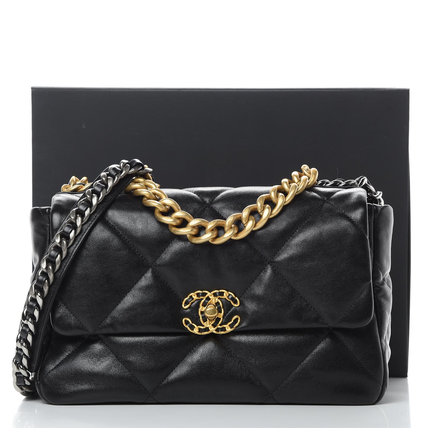 Lambskin Quilted Large 19 Flap Black