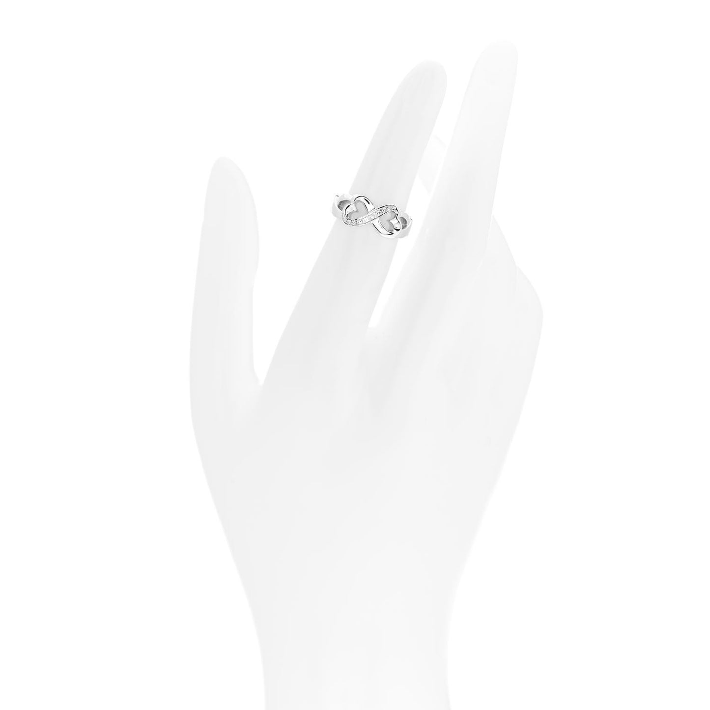 18K White Gold Diamond Paloma Picasso Double Loving Heart Ring 48 4.5