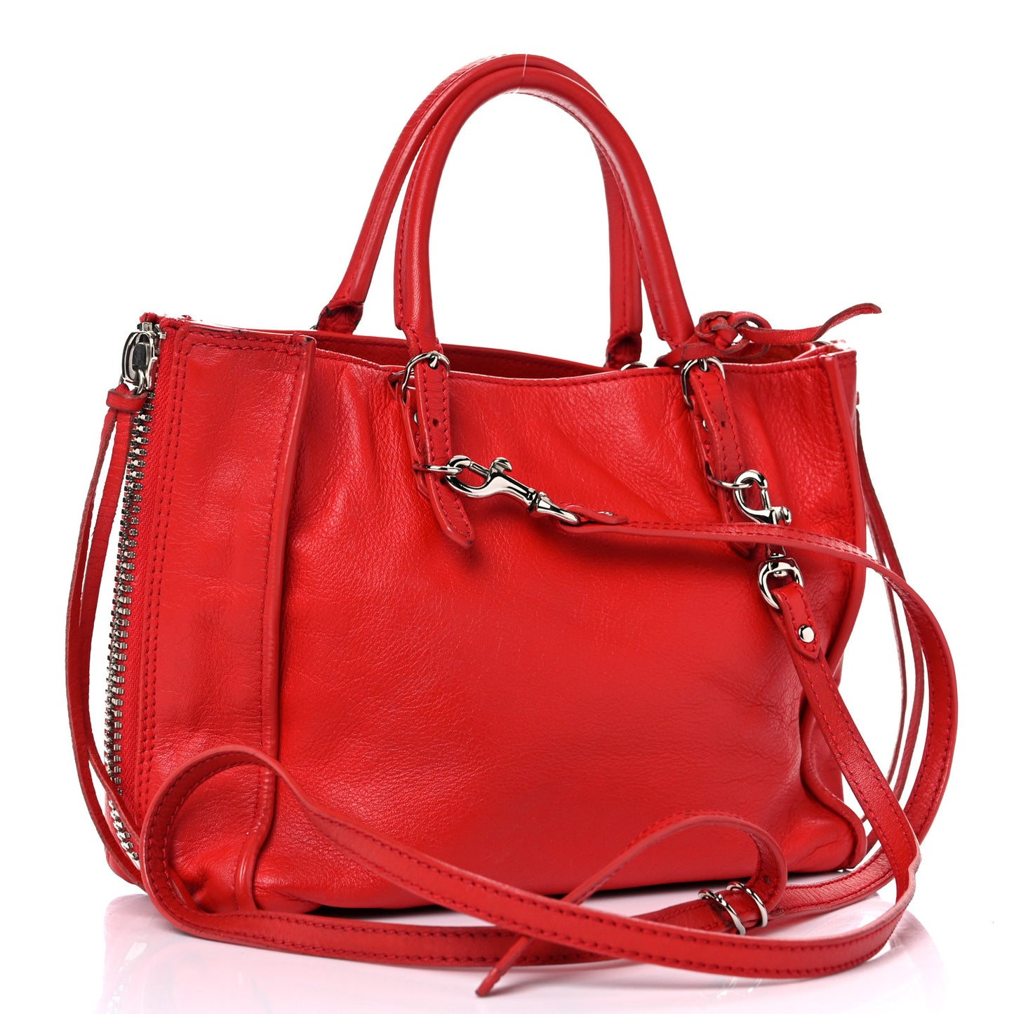 Veau Souple Papier Mini A4 Tote Rouge Cerise