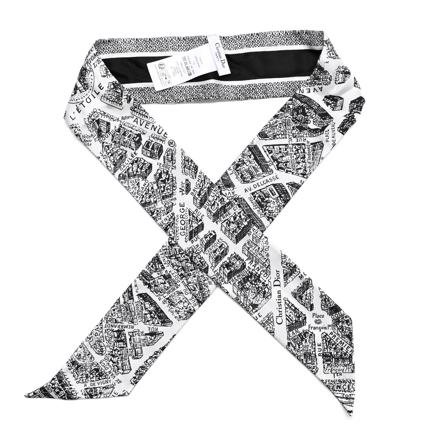 Silk Plan De Paris Mitzah Scarf White Black