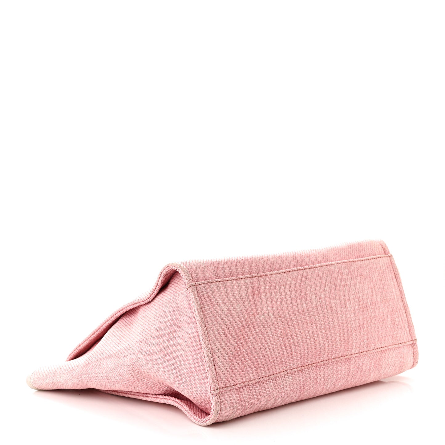 Woven Straw Raffia Medium Deauville Tote Pink White