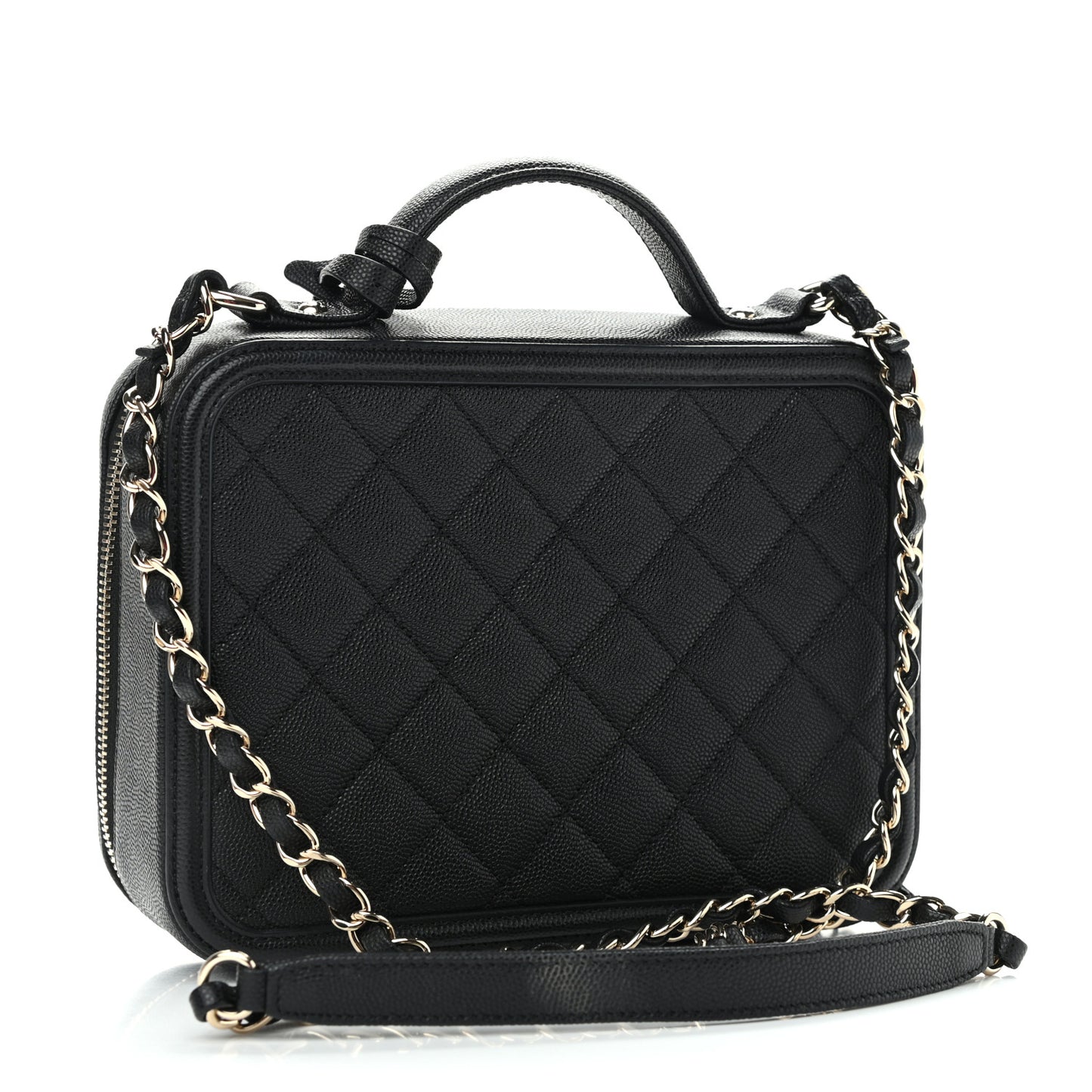 Caviar Quilted Medium CC Filigree Vanity Case Black