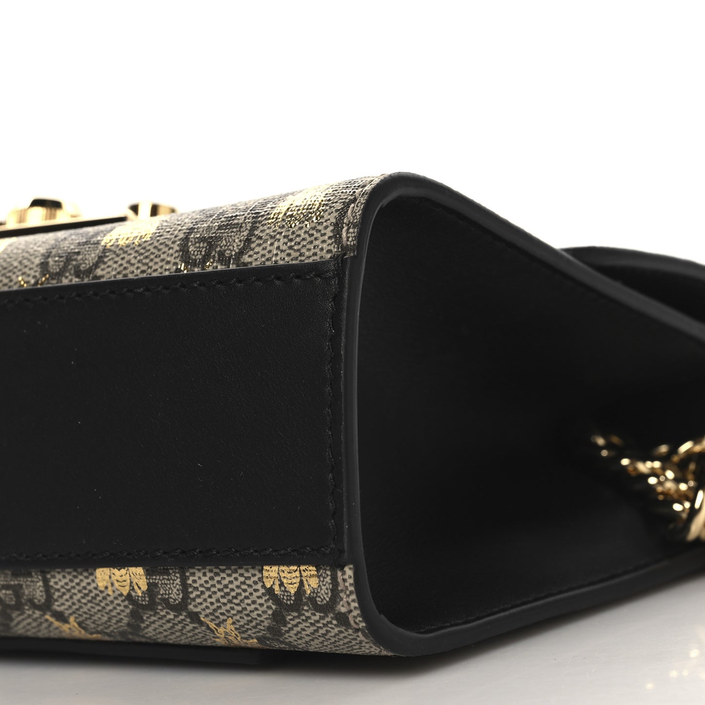 GG Supreme Monogram Bees Small Padlock Shoulder Bag Black