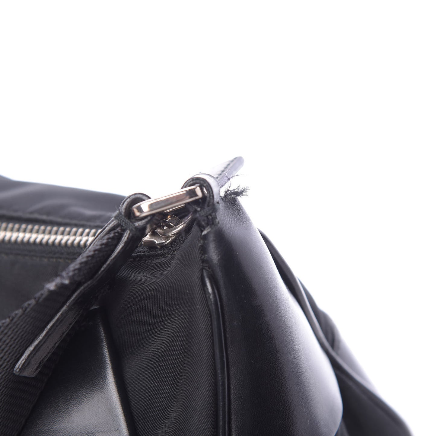 Tessuto Nylon Soft Calfskin Shoulder Bag Black