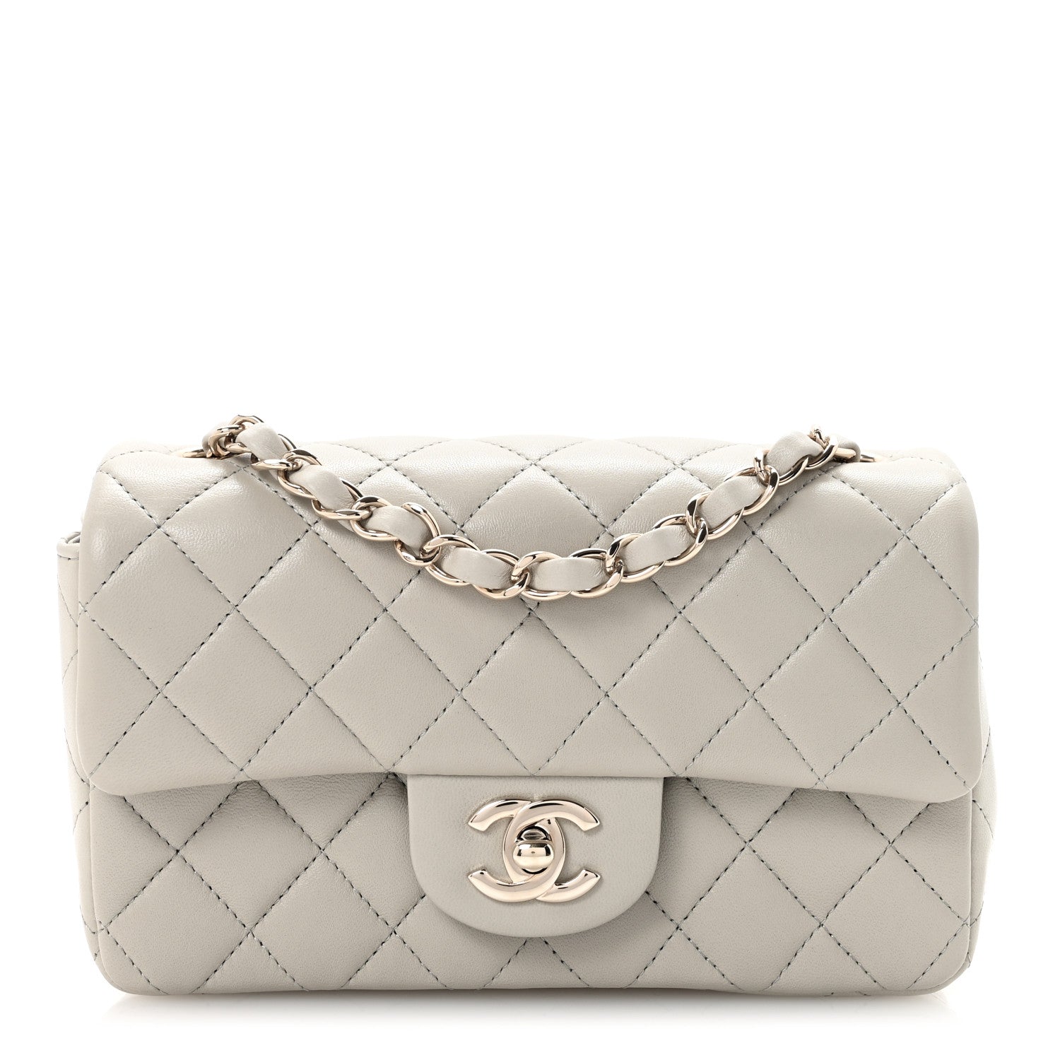 Chanel Lambskin Quilted Mini Rectangular Flap Grey 1783317