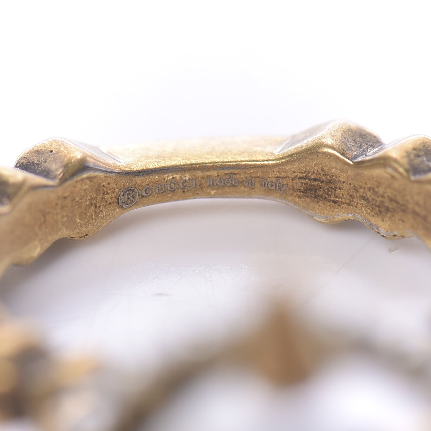 Gucci Metal Pearl Studded Ring M Aged Gold 7 of 8