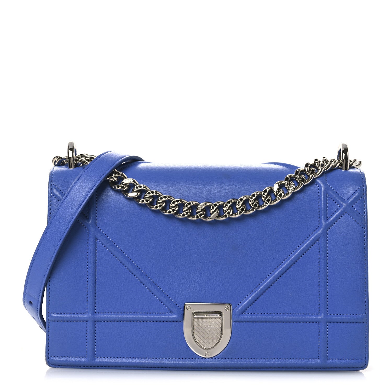 Christian Dior Smooth Calfskin Medium Diorama Flap Bag Blue