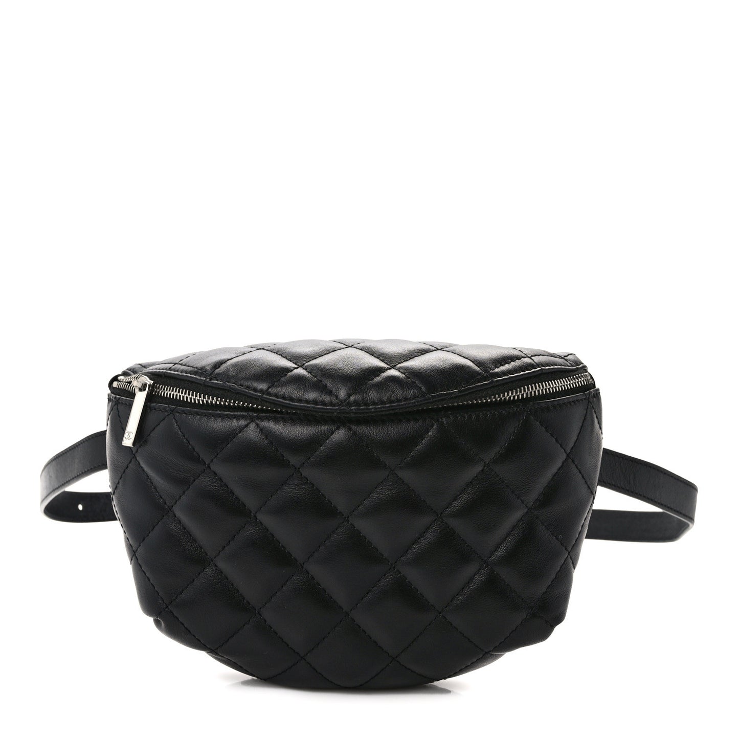 Calfskin Quilted Waist Belt Bag Black